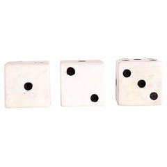 Three big painted wooden black and white dice, USA 1940. 