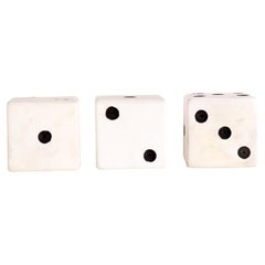 Three big painted wooden black and white dice, USA 1940.