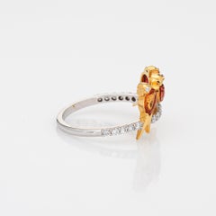 Three Birds on a Branch Ring Sapphire Diamond Estate 18K White Gold Jewelry