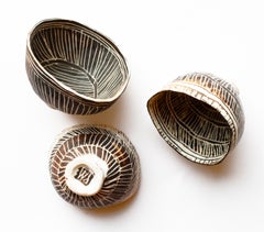 Three Black and White Small Bowls by Precilla Mouritzen Studio