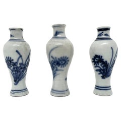 Three Blue and White Miniature Vases Set, C 1725, Qing Dynasty, Yongzheng Era