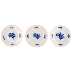 Antique Three Blue Flower Braided Cake Plates from Royal Copenhagen, Number 10/8092