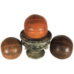 Three B.O.S. Antique Leather Medicine Ball, 1920s-1930s, Germany