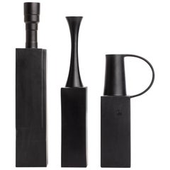 Three black ceramics Bottles by Ceramiche Milesi