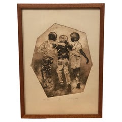 "Three Boys" Lithograph by Charlene Little