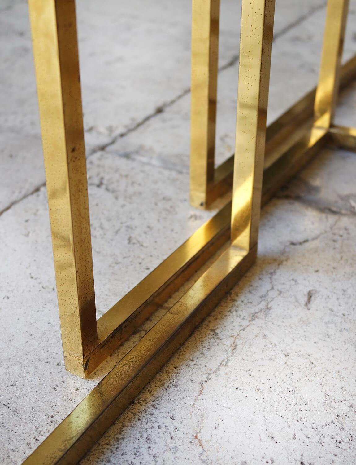 Three Brass and Glass 1970s Italian nesting side tables For Sale 1