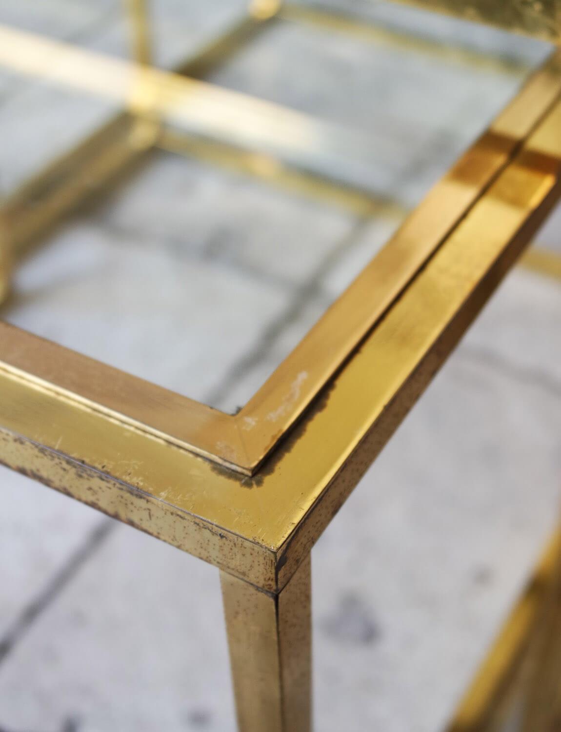 Three Brass and Glass 1970s Italian nesting side tables For Sale 3