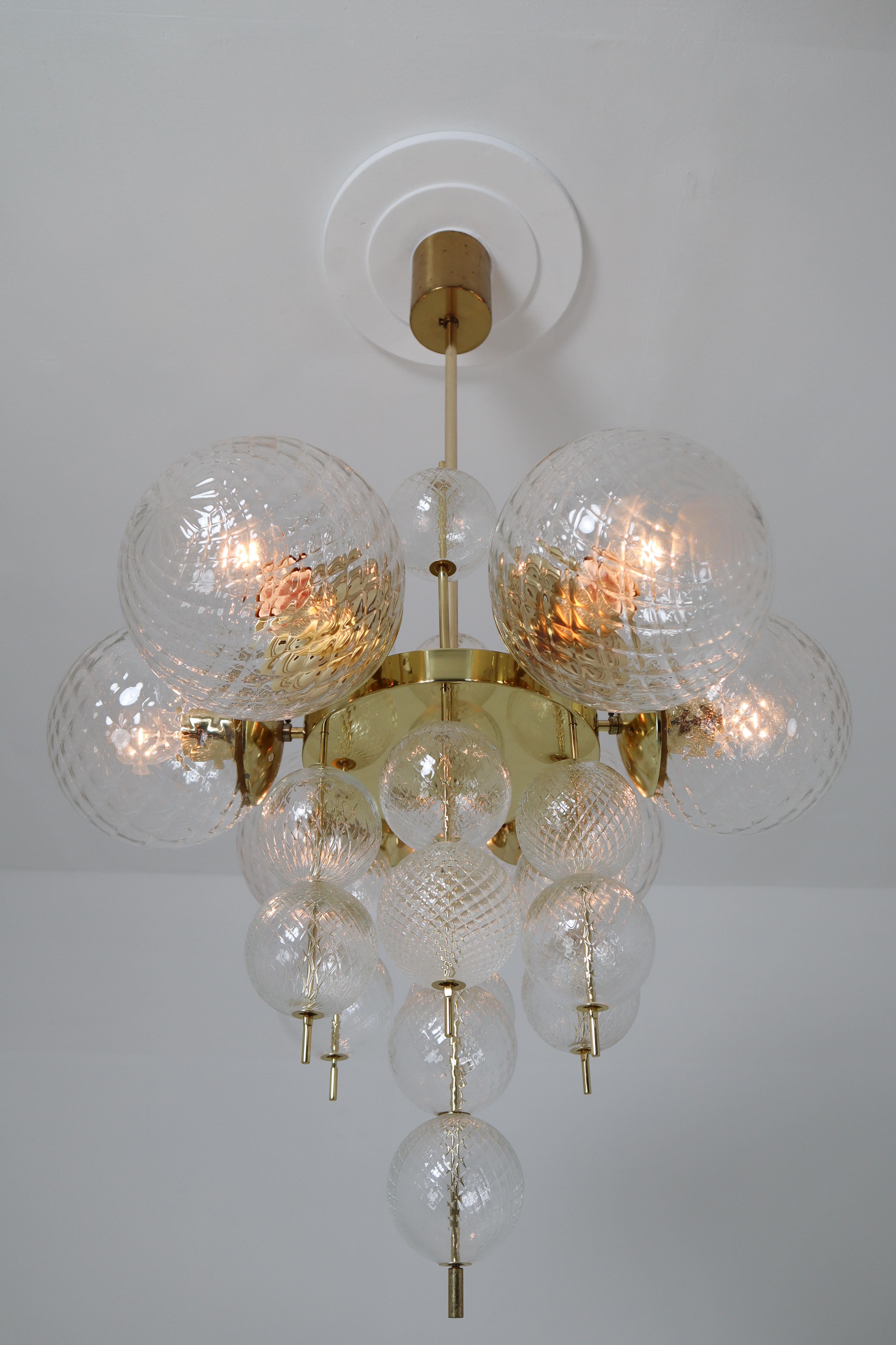 Three Brass Chandeliers Produced by Fa. Preciosa in Kamenicky Senov, 1970s 1