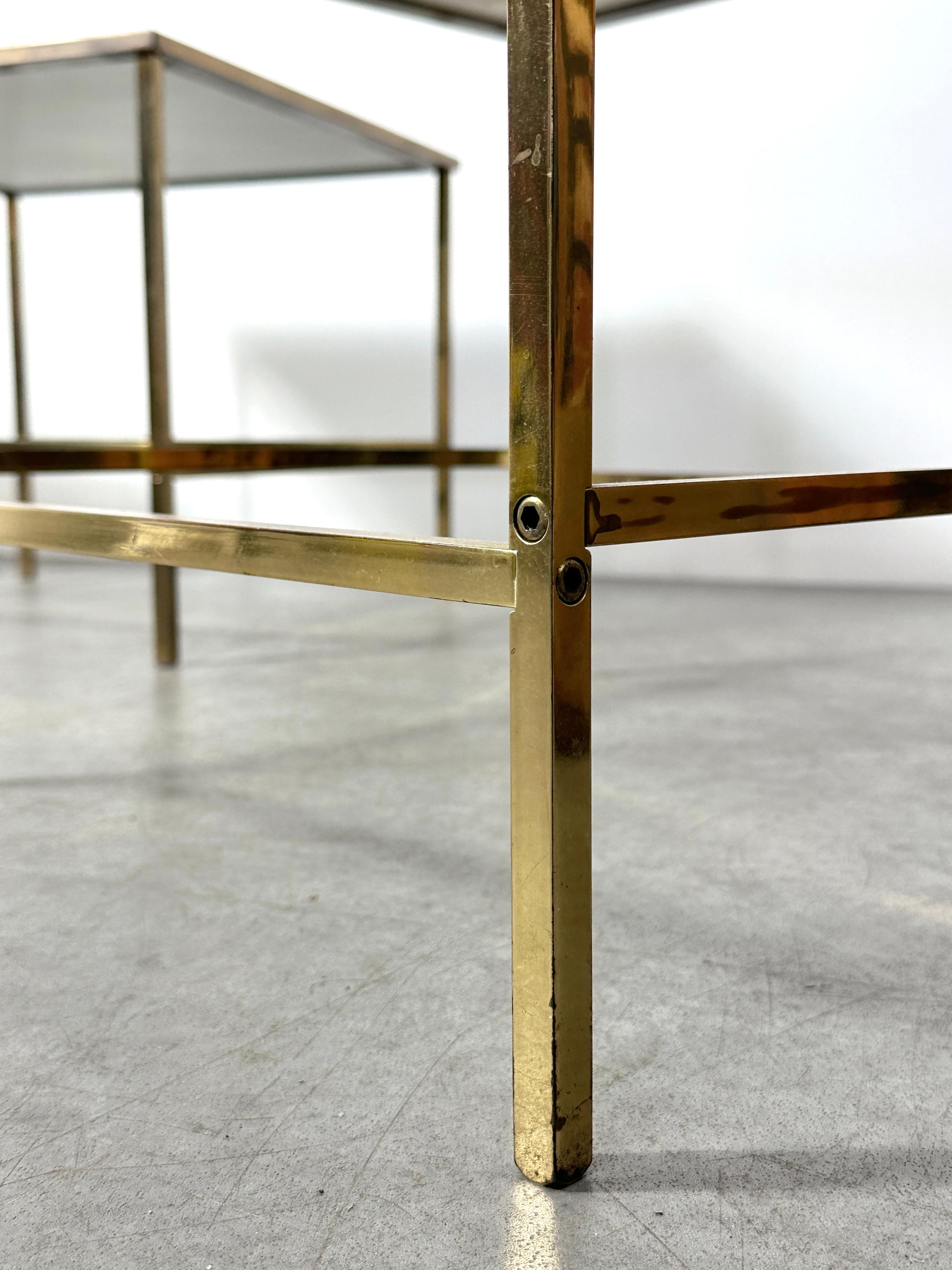 Three Brass & Vitrolite Square Side Tables by Harvey Probber 1950s Mid Century For Sale 7