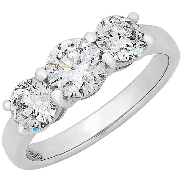 Three Brilliant Cut Trilogy Diamond Engagement  Ring  For Sale