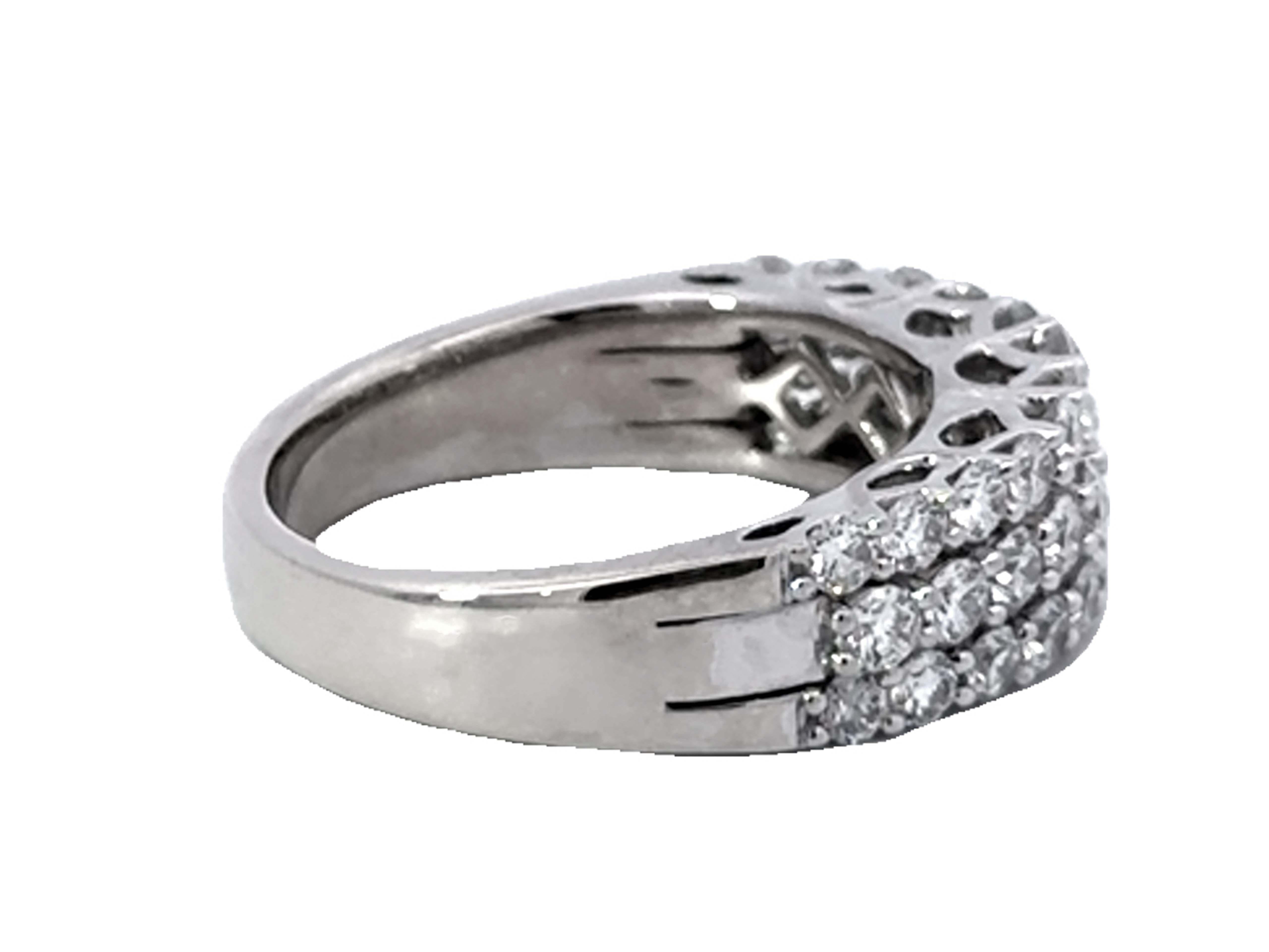 Uomo Anello a fascia con tre diamanti taglio Brilliante in oro bianco 18 ct. in vendita