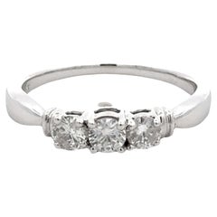 Drei Brillant-Diamantband-Ring 18k Weißgold