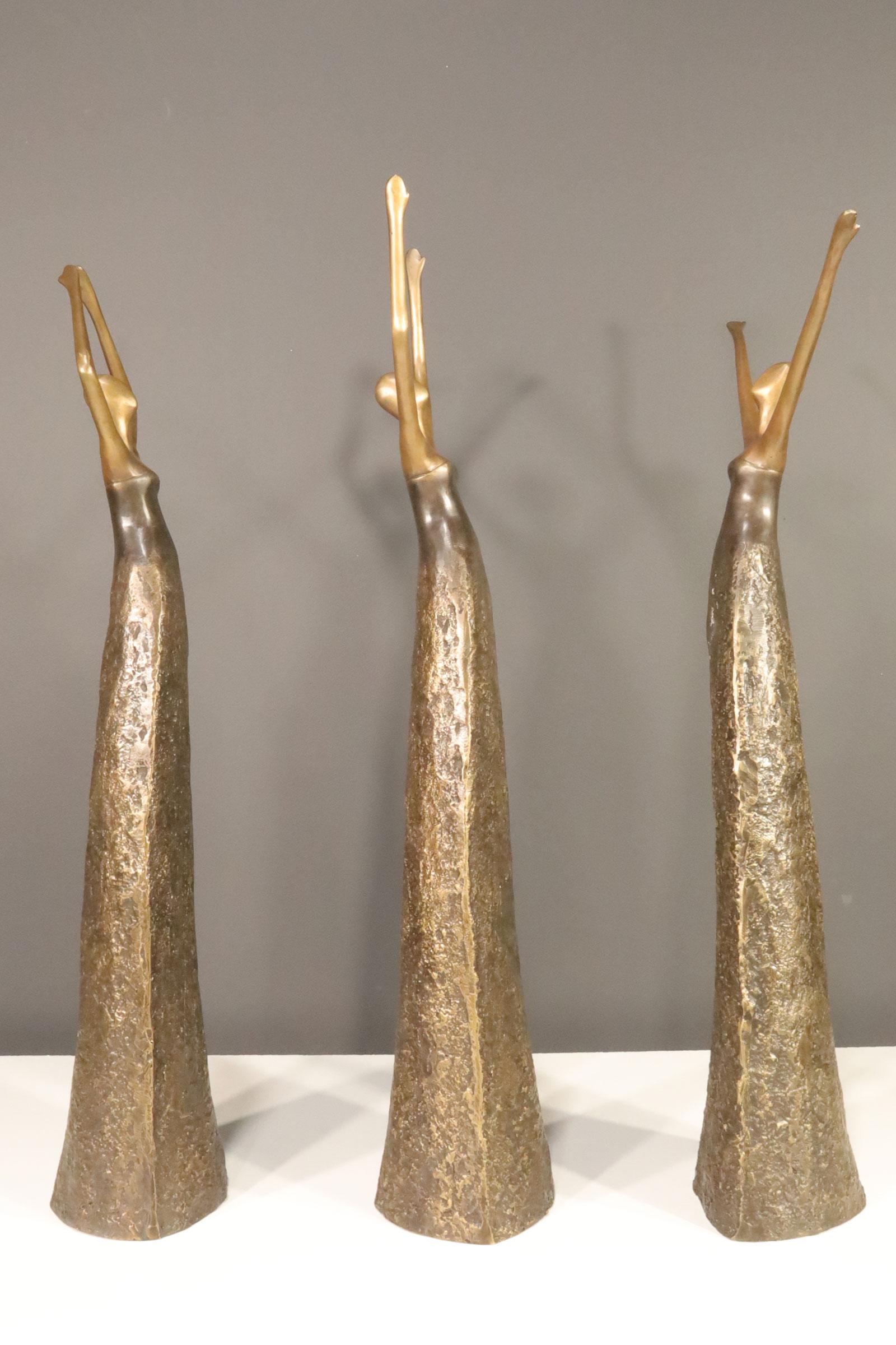 Modern Three Bronze Sculptures in Style of Tom Corbin