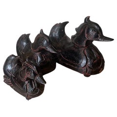 Drei burmesische lackierte Mandarin-Enten