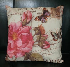 THREE BUTTERFLY & FLOWERS SOFA ARMCHAIR CUSHiONS NICE DECORATIVE UPHOLSTERY