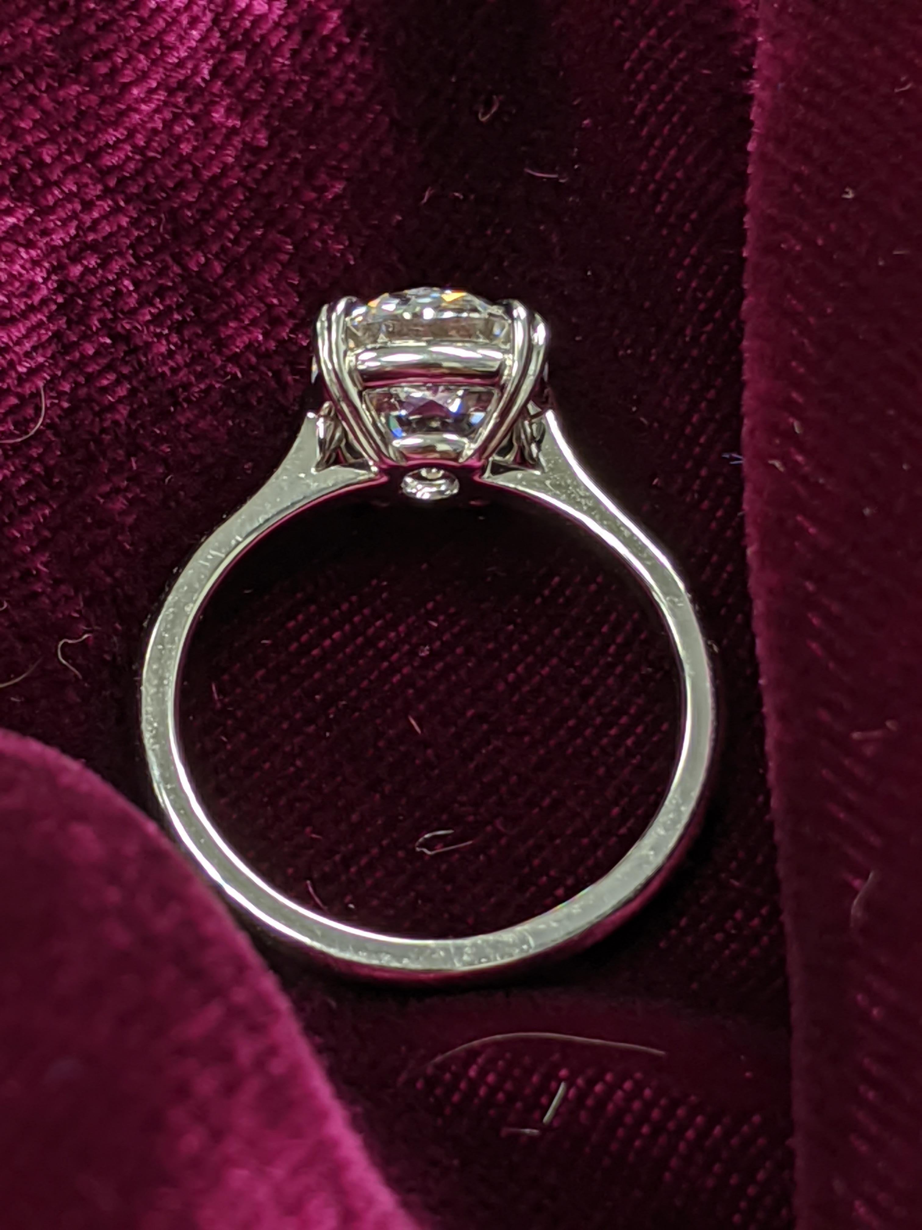 Women's or Men's Three Carat Cushion Cut Diamond Engagement / Upgrade Ring in Platinum GIA D VS1