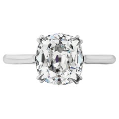 Three Carat Cushion Cut Diamond Engagement / Upgrade Ring in Platinum GIA D VS1