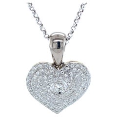 Collier pendentif cœur Keepsake en or blanc 18 carats et diamants de trois carats