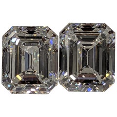 Three Carat Each Emerald Cut Diamonds F VVS2 GIA for Earrings
