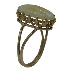3 Carat Opal Ring 14 Karat Gold Yellow Green Orange Mid-Century Modern