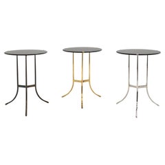 Three Cedric Hartman Side Tables in Three different Finishes. Granite Tops.