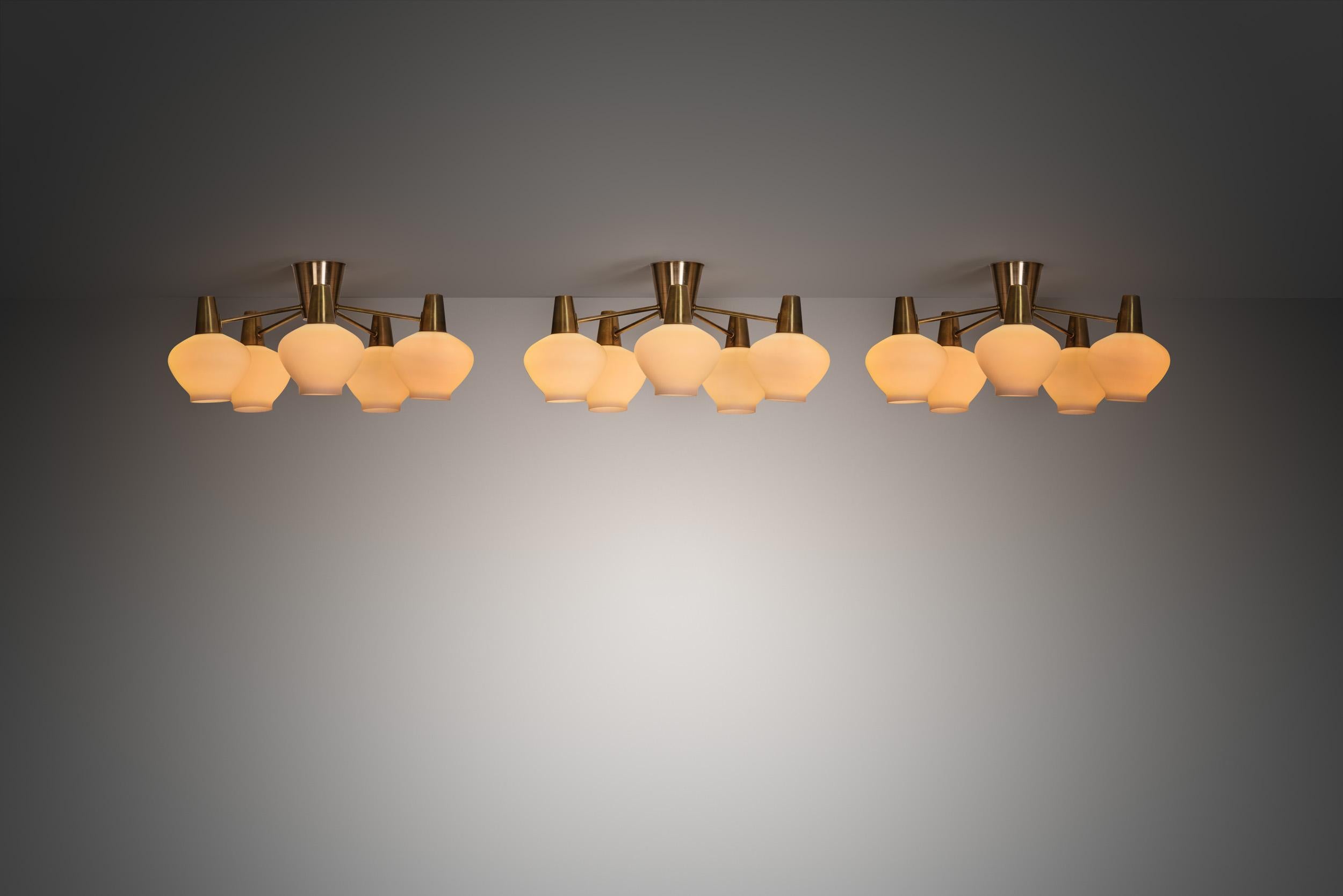 Swedish Three Ceiling Lamps by Hans Bergström for ASEA, Sweden Mid-20th Century
