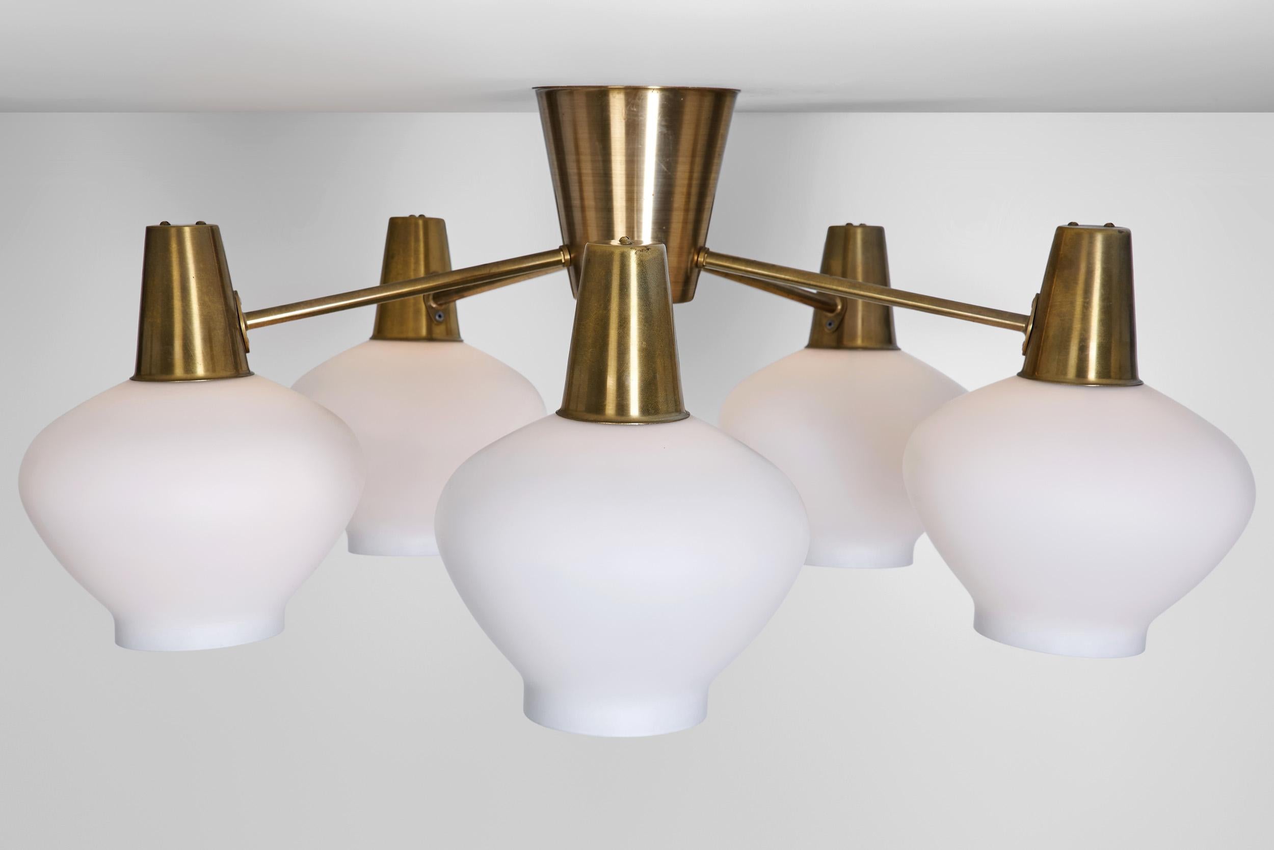 Brass Three Ceiling Lamps by Hans Bergström for ASEA, Sweden Mid-20th Century