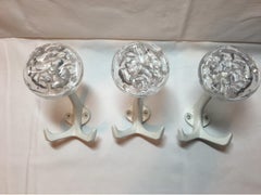 Three Charming White and Lucite Clothes Hooks from the 1970s