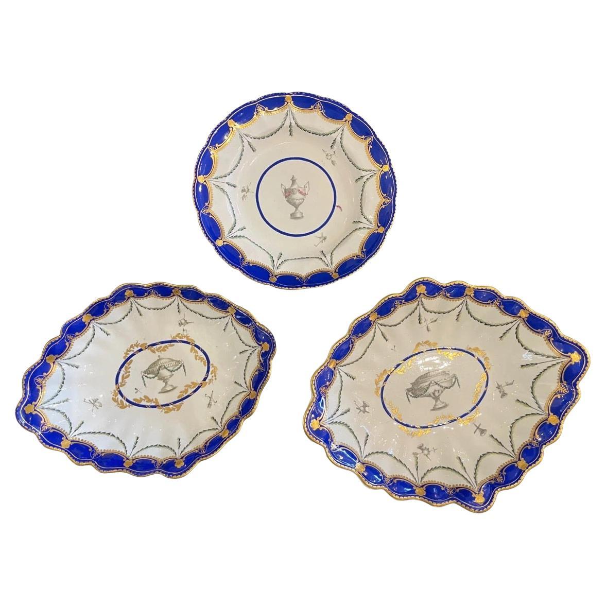 Three Chelsea-Derby Porcelain Pieces