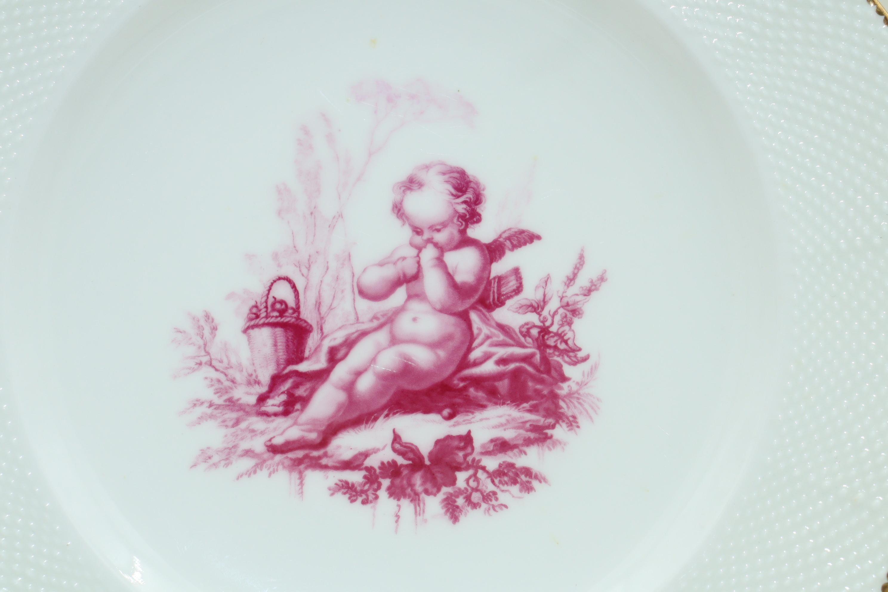 Victorian Three cherub decorated plates by Minton For Sale