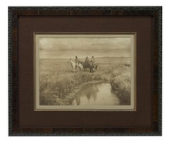 Antique "Three Chiefs, Blackfoot, Montana" by Edward S. Curtis, Platinum Print, 1900