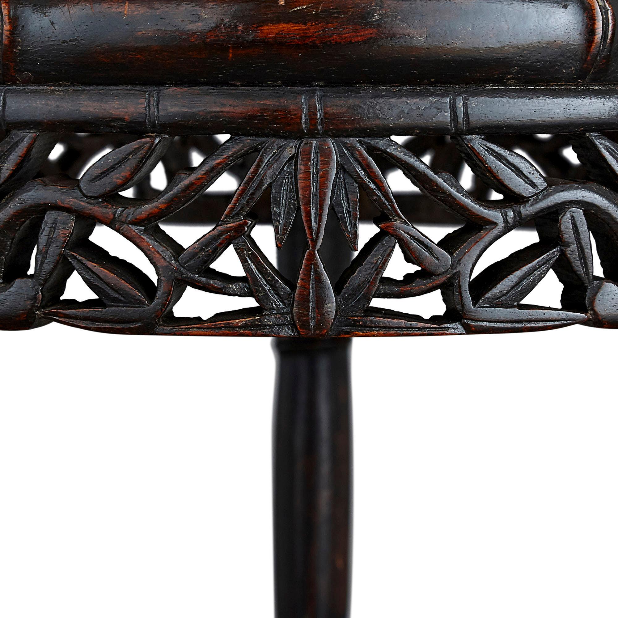 Carved Three Chinese Hardwood Nesting Tables