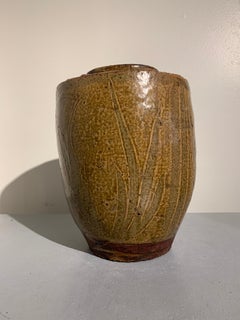 Three Chinese Olive and Brown Glazed Storage Jars, Late 19th Century