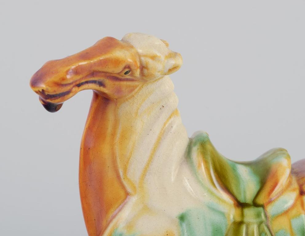 Mid-20th Century Three Chinese Tang horses in earthenware. Approx. 1930s For Sale