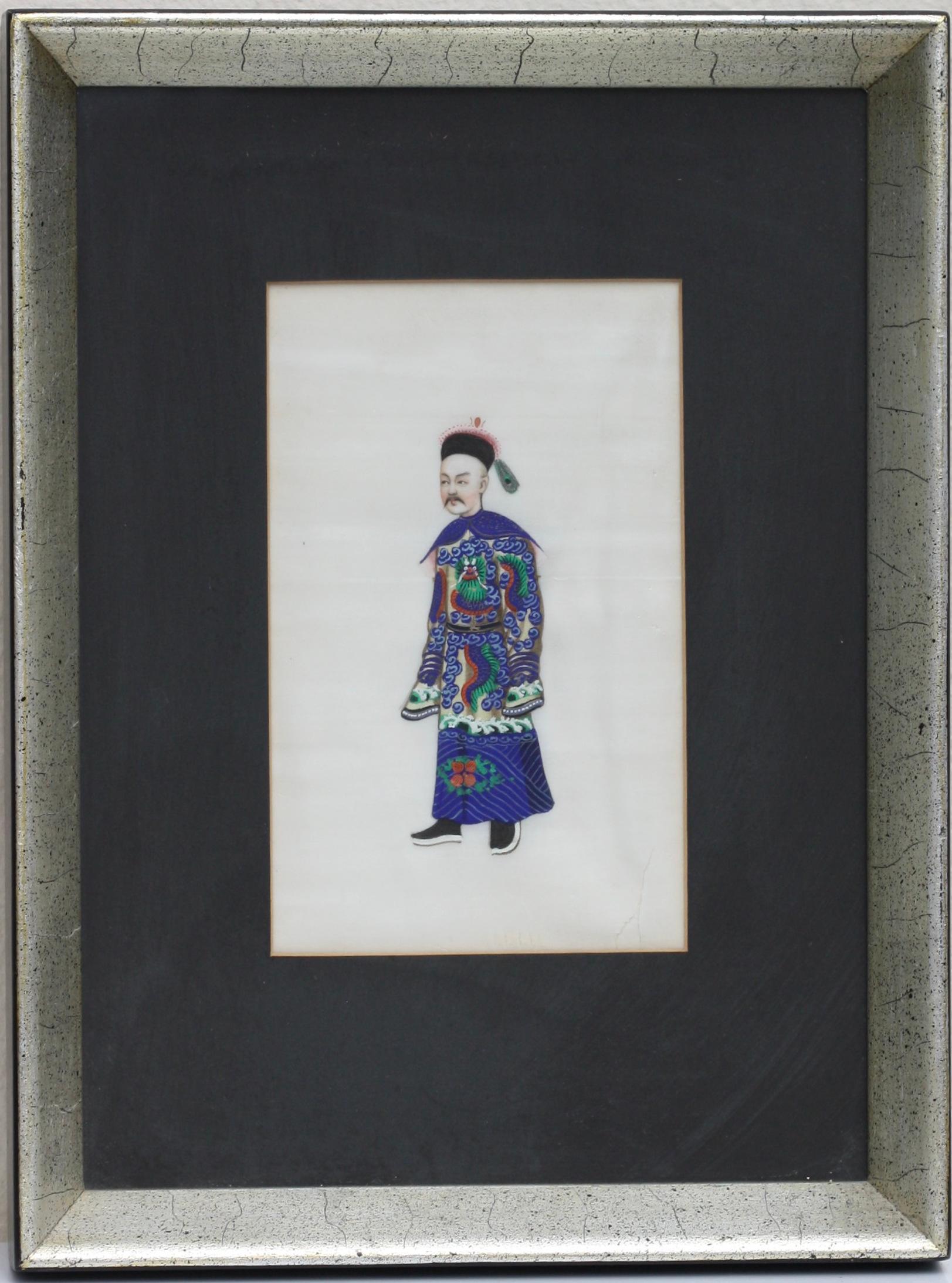 Trois aquarelles chinoises 
19ème siècle
chacune titrée au verso
Mandarin inférieur
Le gouverneur général, sa dame
Premier ministre
taille avec cadre
9 par 12 pouces
Provenance :
John Highland
Montclair, N.J.