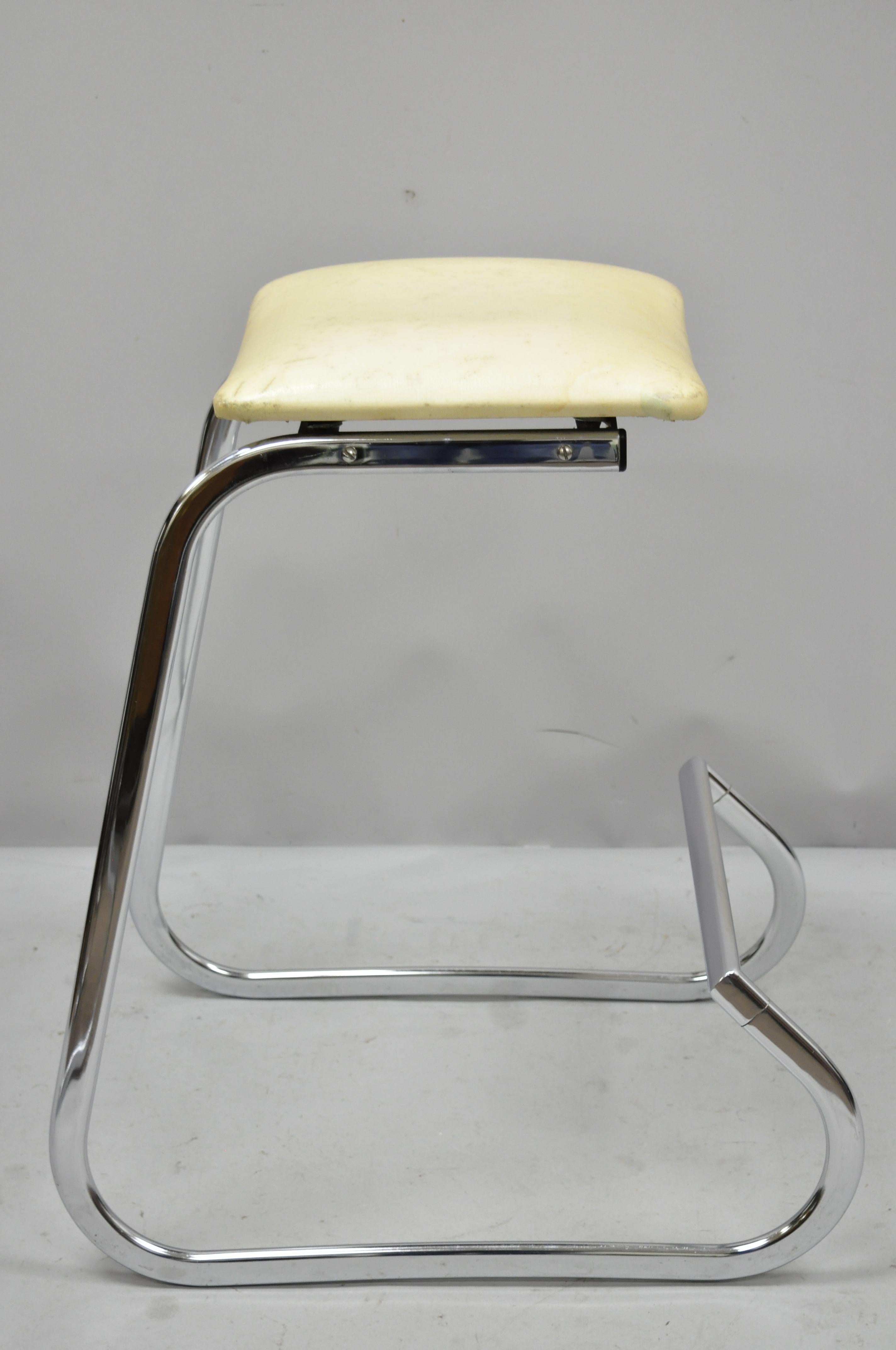 Mid-Century Modern Three Chrome Frame Prometheus Bar Stools by John Behringer for Stendig For Sale