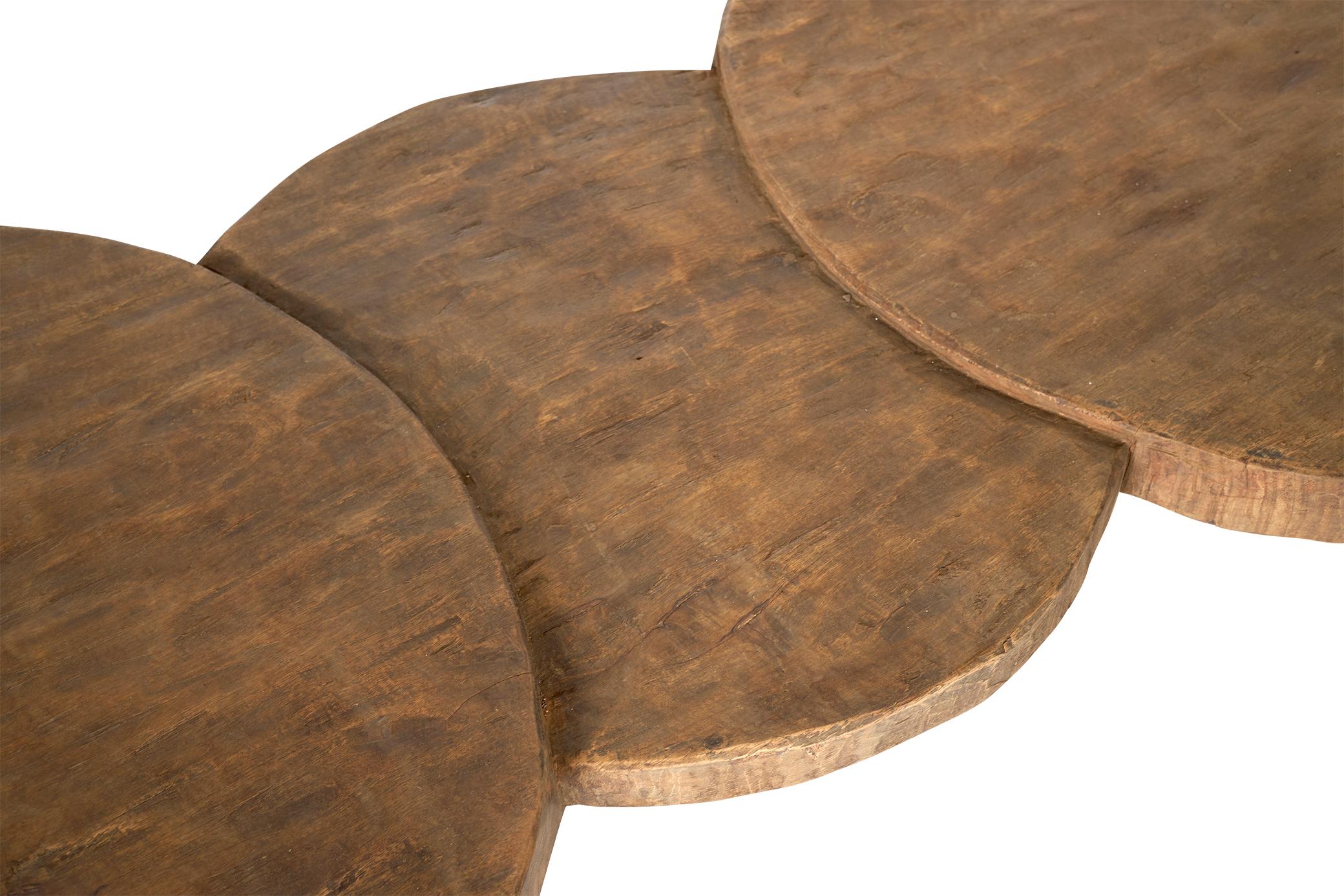 Three Circle Design Coffee Table in Weathered Elm For Sale 1