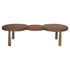 Three Circle Weathered Elm Bench