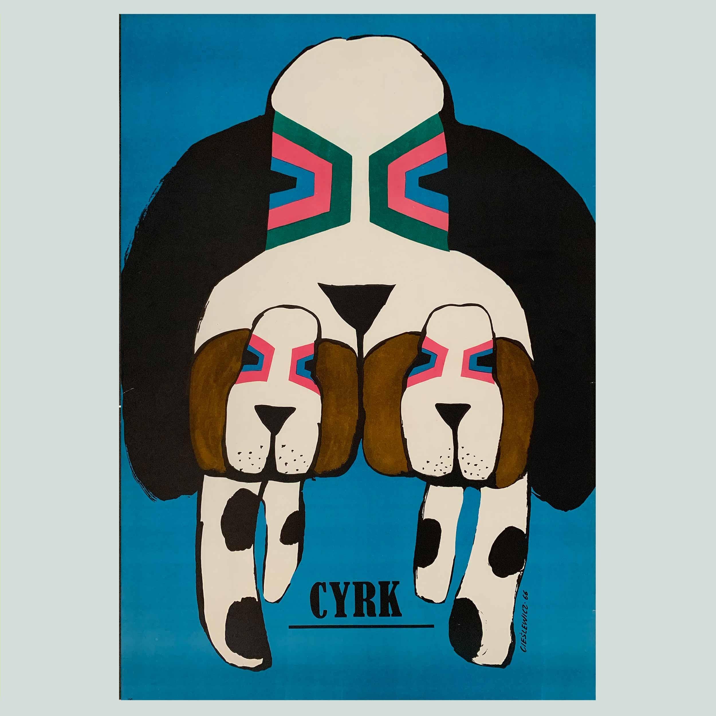 This is such an incredible original Polish cyrk (circus) poster designed by one of the biggest legend of the Polish School of Posters - Roman Cieslewicz. It’s really iconic and instantly recognisable.

Polish B1 size: 67 x 98 cm.