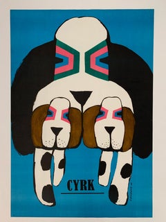 Drei Zirkus- Basset-Hunde, polnisches Zirkusplakat von Roman Cieslewicz, 1966