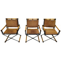 Three Cleo Baldon Wrought Iron Campaign Armchairs for Terra, circa 1965 