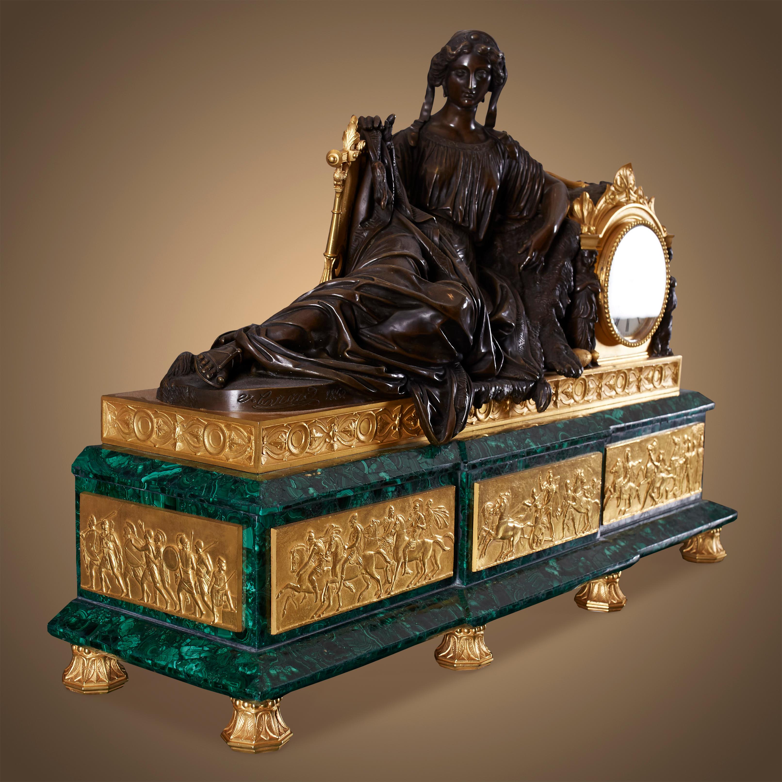 Napoleon III Three-Piece Clock Garniture 19th Century. For Sale