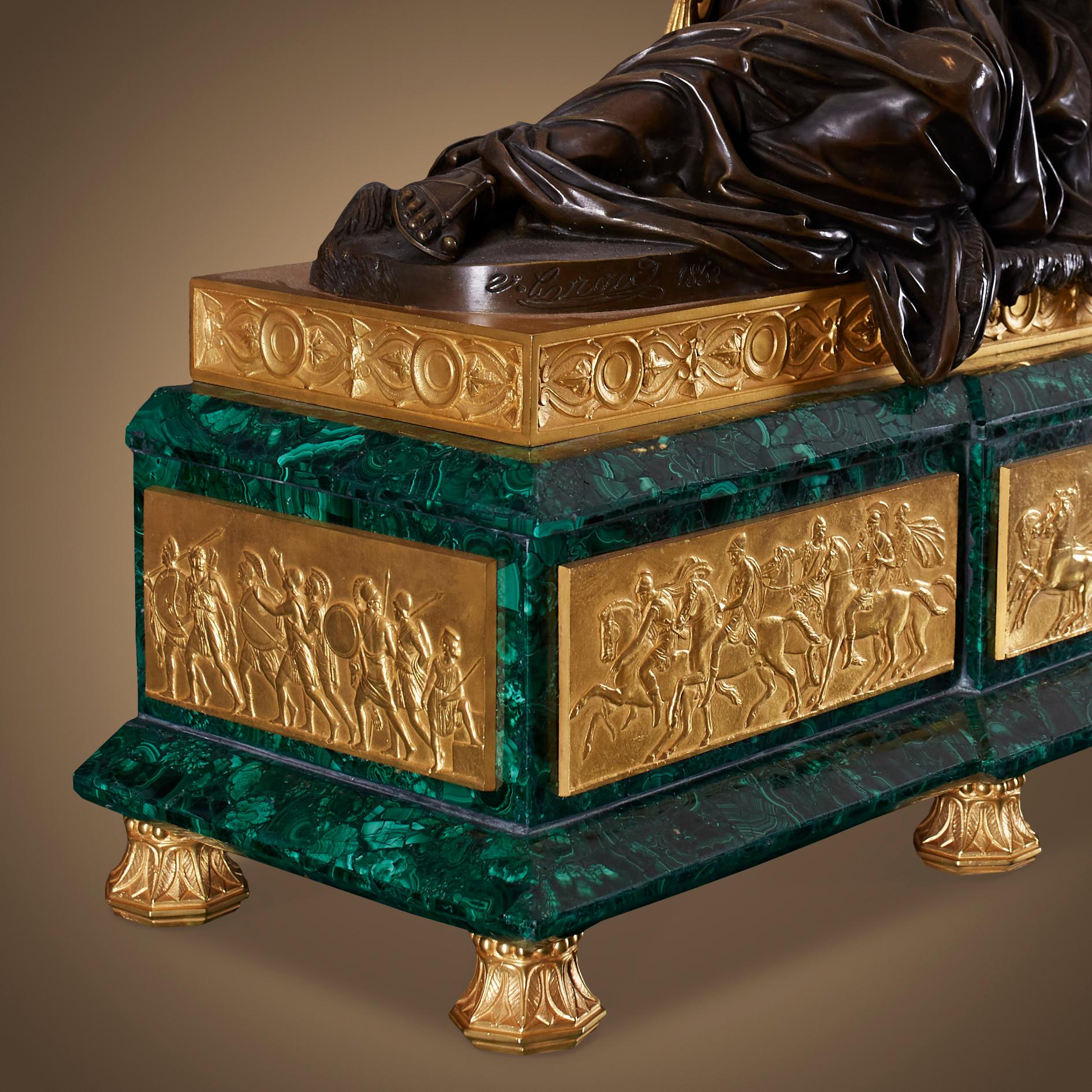 French Three-Piece Clock Garniture 19th Century. For Sale