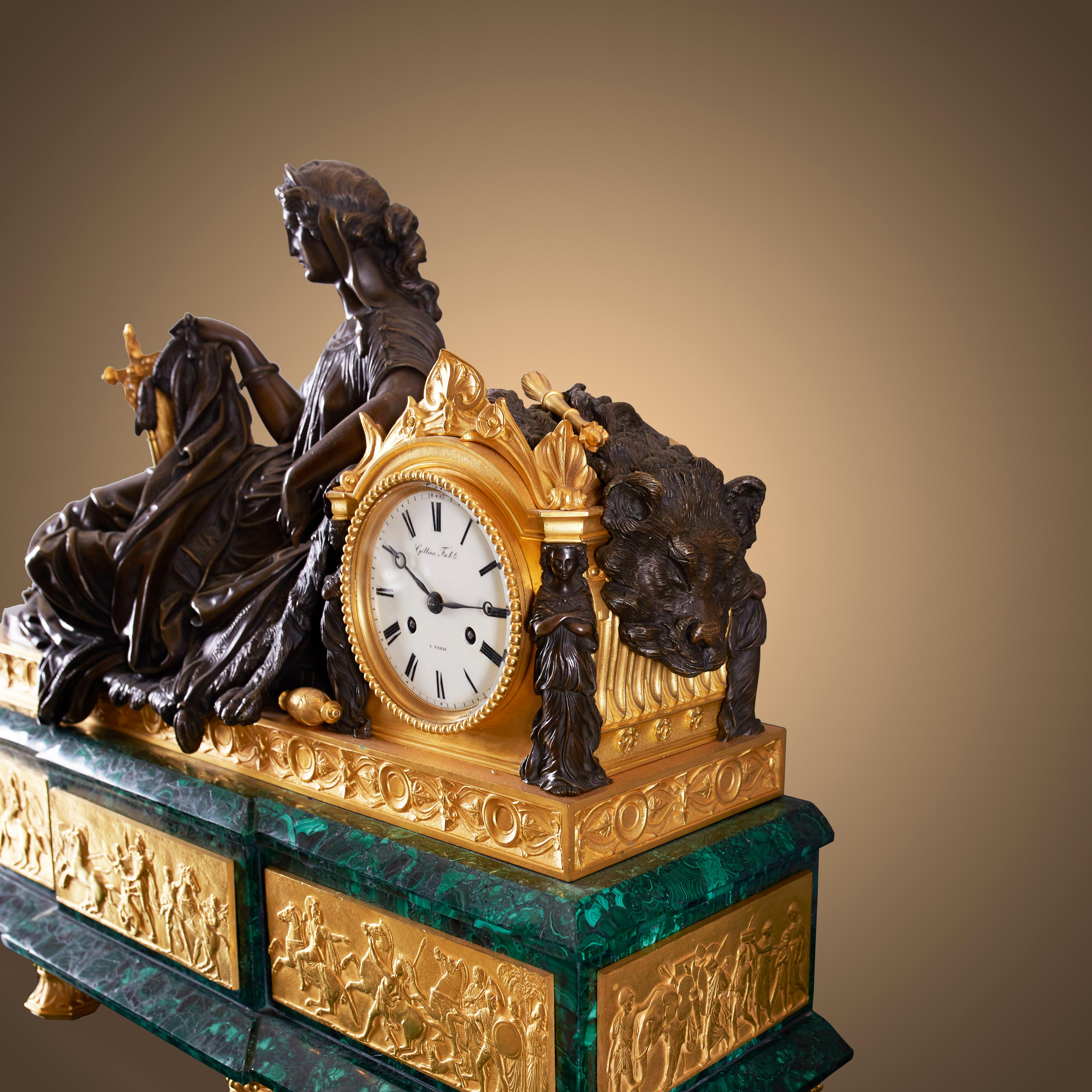 Three-Piece Clock Garniture 19th Century. In Good Condition For Sale In Warsaw, PL