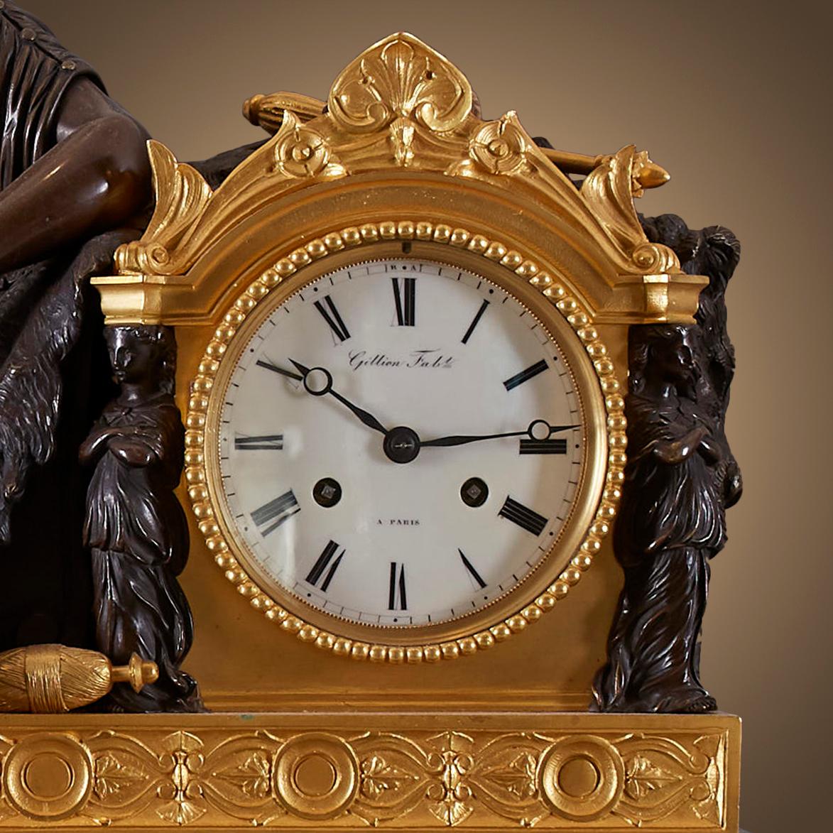 Bronze Three-Piece Clock Garniture 19th Century. For Sale