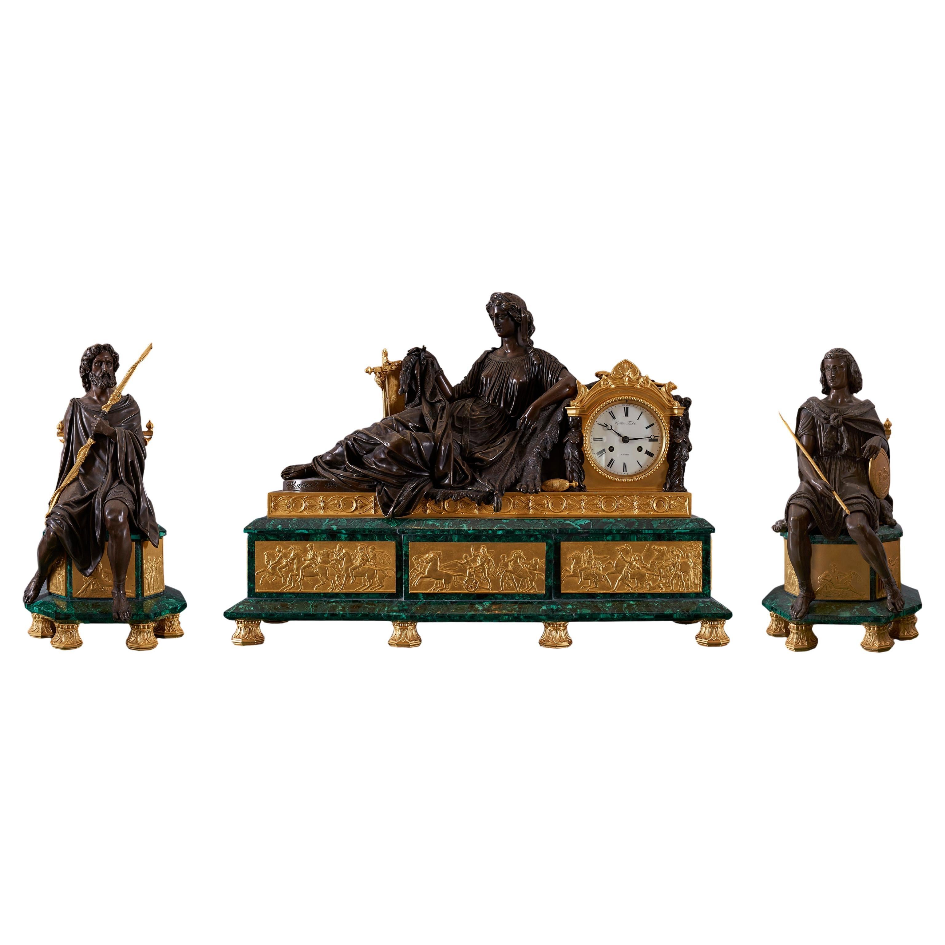 Reloj de Tres Piezas Garniture Siglo XIX.