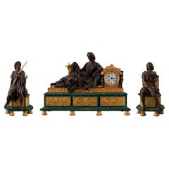 Garniture d'horloge trois pièces 19ème siècle.