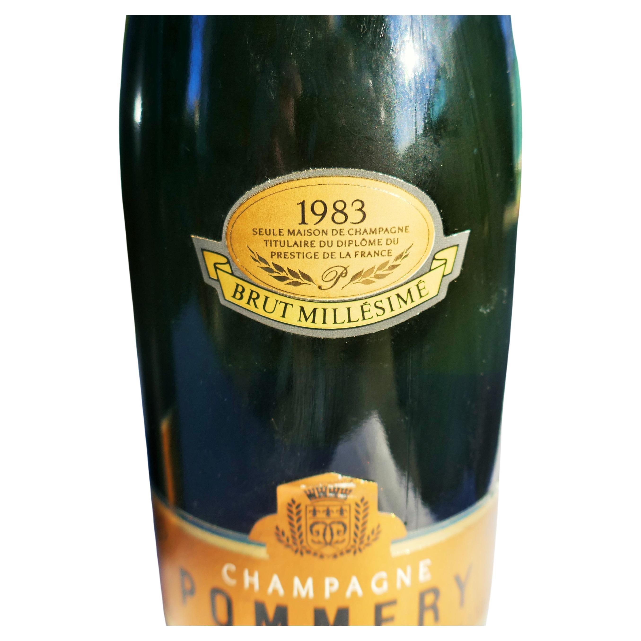 French Three closed collectible bottles with box Champagne Pommery 1983 For Sale
