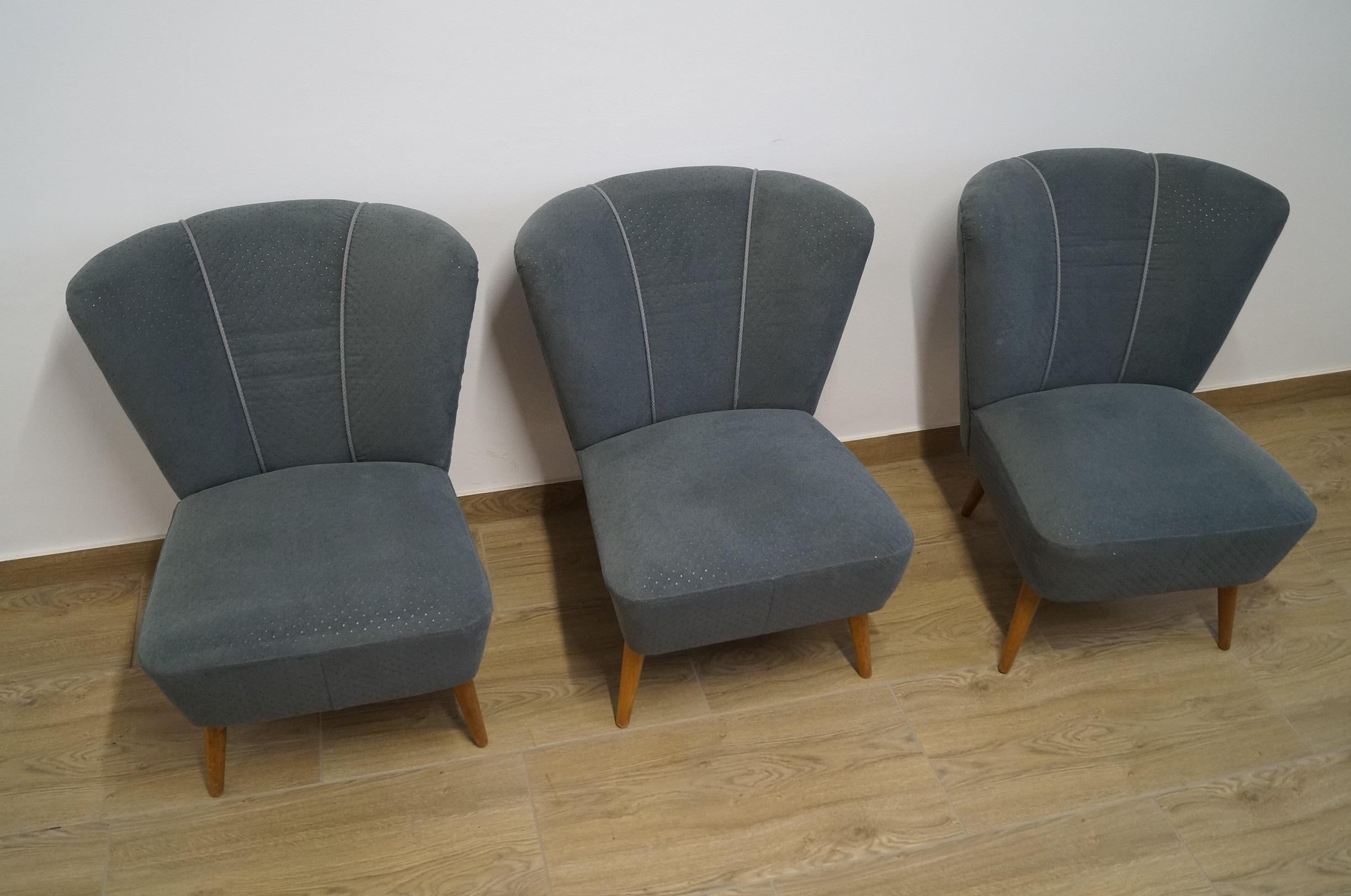 Mid-20th Century Three Club Armchairs Design . For Sale