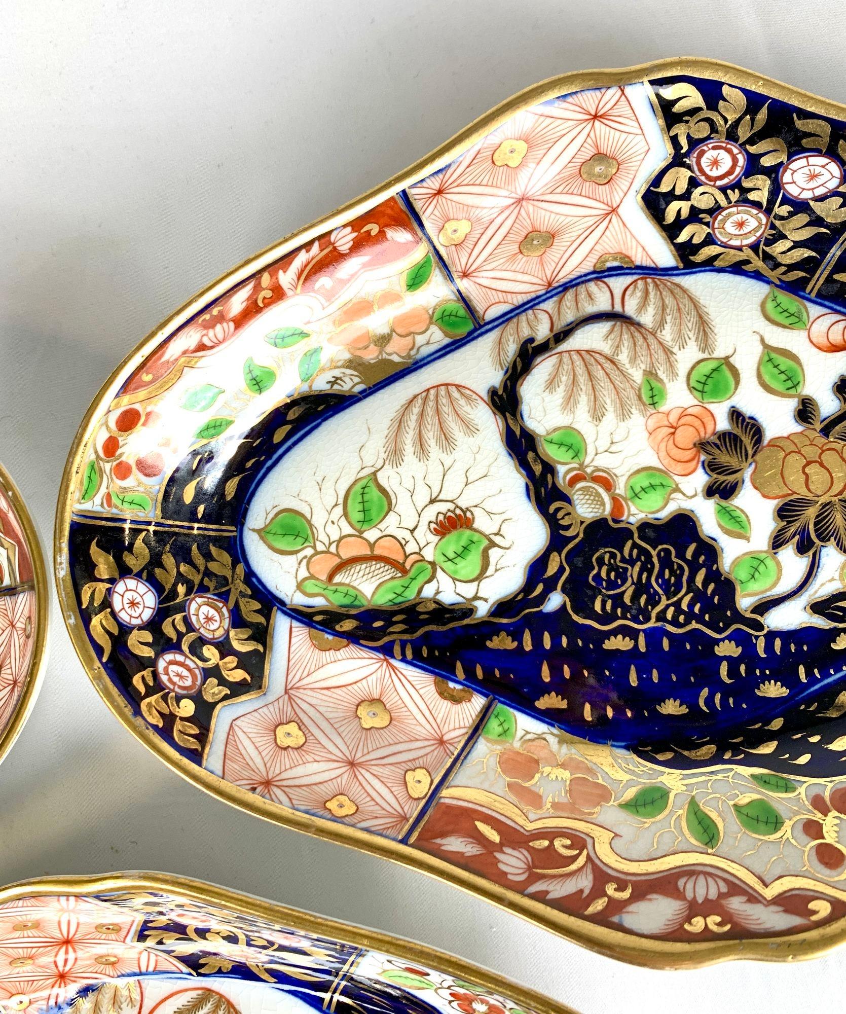 Three Coalport Money Tree Porcelain Serving Dishes Hand Painted England C-1820 For Sale 2
